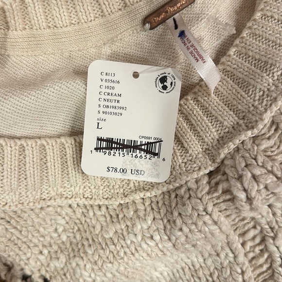Free People Sweetness Sweatshirt in Cream Size Large - Picture 6 of 6